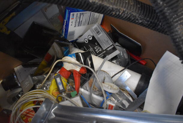 ALL ONE MONEY! Box of Various Items Including Vacuum Hose, Metal Piece, Wires - Image 2 of 5