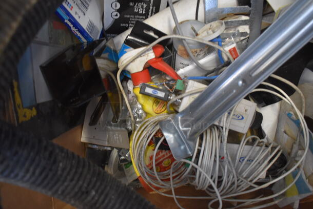 ALL ONE MONEY! Box of Various Items Including Vacuum Hose, Metal Piece, Wires - Image 4 of 5