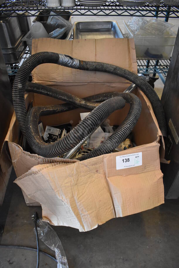 ALL ONE MONEY! Box of Various Items Including Vacuum Hose, Metal Piece, Wires - Image 5 of 5