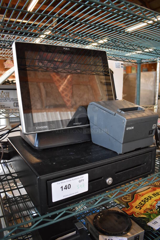 Posiflex XT-3000 15" POS Monitor w/ Credit Card Reading Strip, Epson M244A Receipt Printer and Metal Cash Drawer - Image 2 of 6