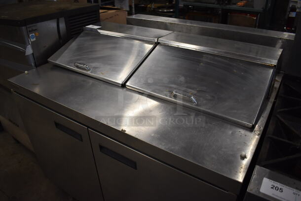 2019 Delfield 4448N-12 Stainless Steel Commercial Sandwich Salad Prep Table Bain Marie Mega Top on Commercial Casters. 115 Volts, 1 Phase. 48x32x42. Tested and Powers On But Does Not Get Cold - Image 3 of 8