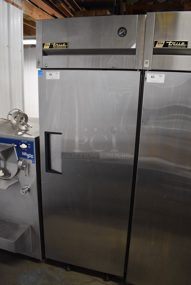 2013 True TG1R-1S ENERGY STAR Stainless Steel Commercial Single Door Reach In Cooler w/ Poly Coated Racks on Commercial Casters. 115 Volts, 1 Phase. 29x35x83. Tested and Working! - Image 3 of 6