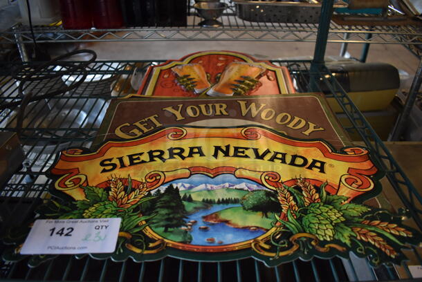 ALL ONE MONEY! Lot of 3 Various Signs; Sierra Nevada, Get Your Woody Serviced Here and Cadaver Tavern. Includes 19x12.5
