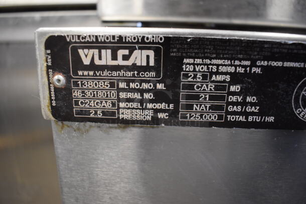 Vulcan C24GA10 Stainless Steel Commercial Floor Style Natural Gas Powered Double Deck Steam Cabinet. 125,000 BTU. 24x36x74. Tested and Working! - Image 6 of 7