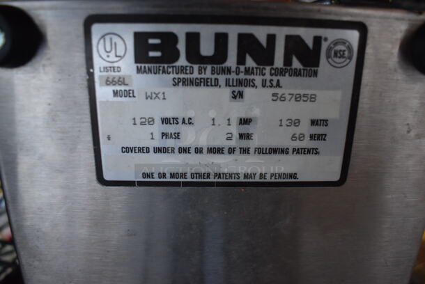 Bunn WX1 Stainless Steel Commercial Countertop Single Burner Coffee Pot Warmer. 120 Volts, 1 Phase. 6.5x7x3.5. Tested and Working! - Image 4 of 4