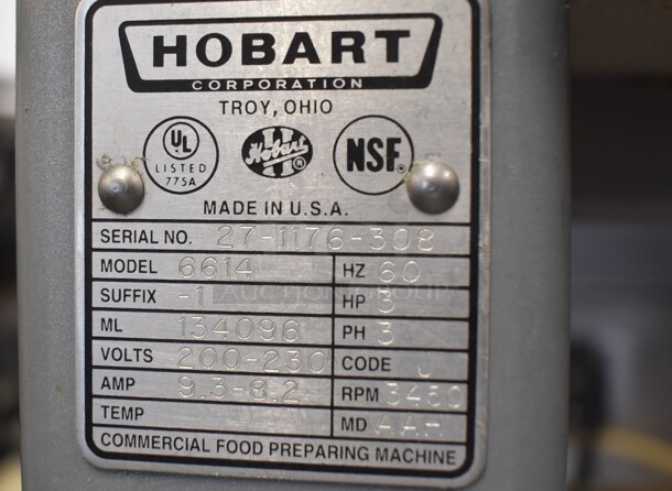 Hobart 6614 Metal Commercial Floor Style Meat Saw. 200-230 Volts, 3 Phase. 39x35x70 - Image 8 of 8