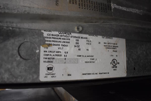 Manitowoc QD0452A Stainless Steel Commercial Ice Head on Commercial Ice Bin. 115 Volts, 1 Phase. 30x30x47 - Image 7 of 7