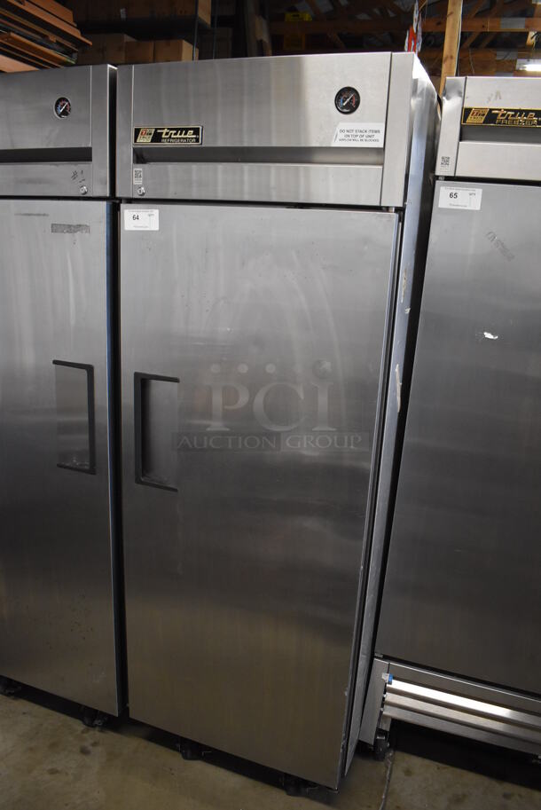 2011 True TG1R-1S Stainless Steel Commercial Single Door Reach In Cooler w/ Poly Coated Racks on Commercial Casters. 115 Volts, 1 Phase. 29x35x83. Tested and Working! - Image 2 of 6