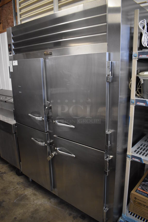 Traulsen Stainless Steel Commercial 4 Half Size Door Reach In Warming Cabinet. 208 Volts, 1 Phase. 58x35x83