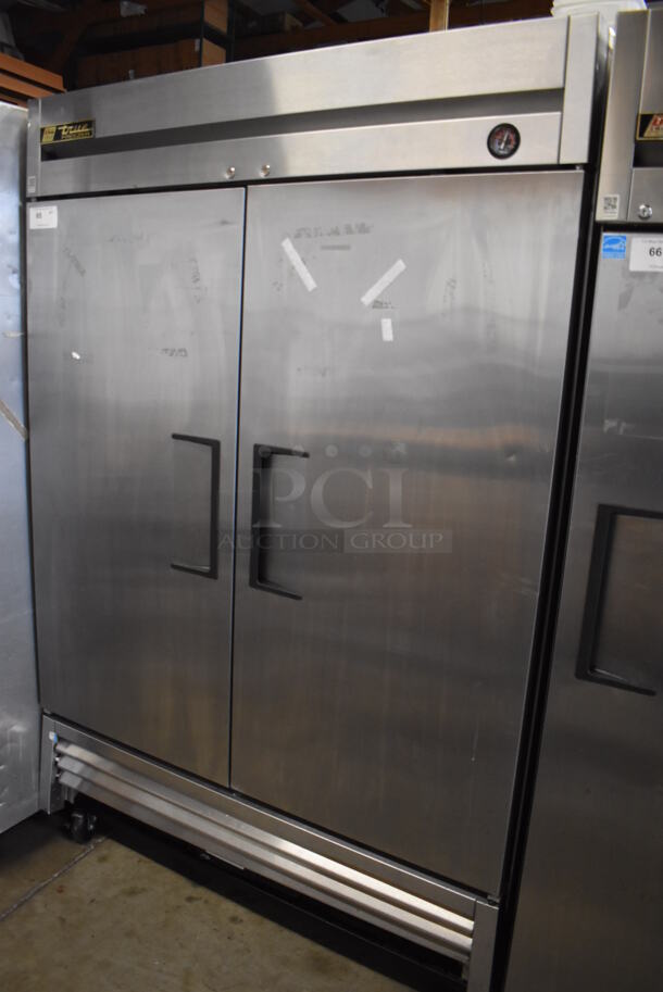 2015 True T-49F Stainless Steel Commercial Double Door Reach In Freezer w/ Poly Coated Racks on Commercial Casters. 115 Volts, 1 Phase. 54x32x83. Tested and Working! - Image 2 of 8