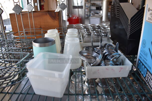 ALL ONE MONEY! Metro Lot of Various Items Including Sundae Glasses, Syrup Pourers, Tickets, Poly Ice Buckets and Paper Products. Does Not Include Shelving Unit - Image 3 of 8