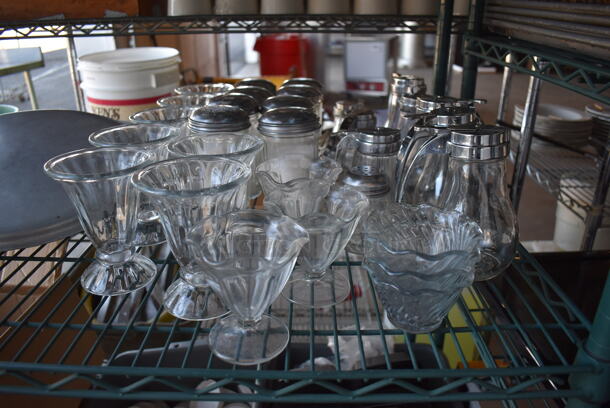 ALL ONE MONEY! Metro Lot of Various Items Including Sundae Glasses, Syrup Pourers, Tickets, Poly Ice Buckets and Paper Products. Does Not Include Shelving Unit - Image 6 of 8