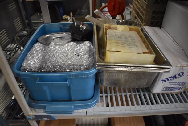 ALL ONE MONEY! Metro Lot of Various Items Including Stainless Steel Cylindrical Bins, Air Pots and Commercial Toilet Paper. Does Not Include Shelving Unit - Image 5 of 9