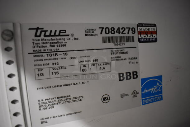 2011 True TG1R-1S ENERGY STAR Stainless Steel Commercial Single Door Reach In Cooler w/ Poly Coated Racks on Commercial Casters. 115 Volts, 1 Phase. 29x35x83. Tested and Working! - Image 6 of 6
