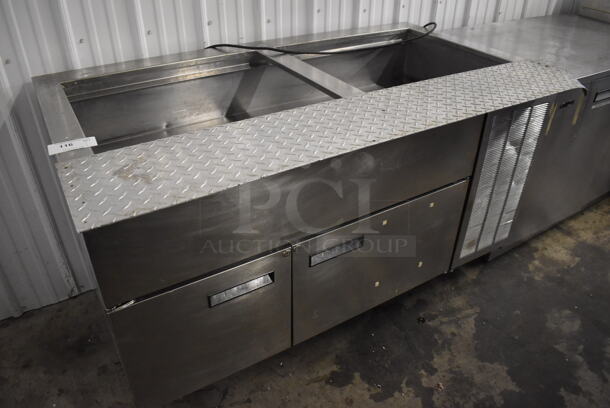 Delfield Stainless Steel Commercial Cold Pan Buffet Station w/ 2 Doors. 60x36x36. Tested and Does Not Power On