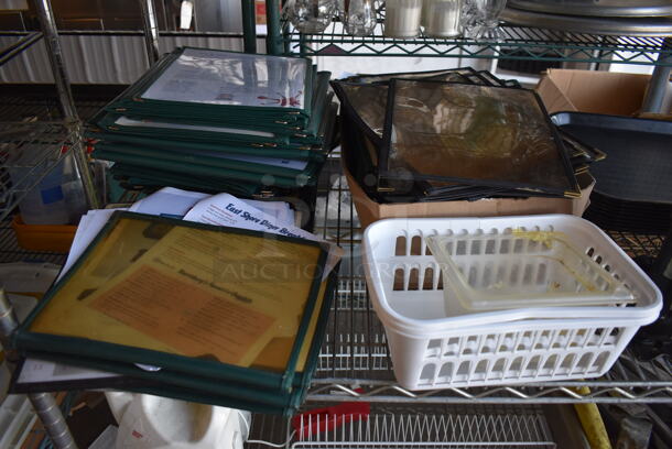 ALL ONE MONEY! Metro Lot of Various Items Including Ceramic Mugs, Silverware Holder, Gas Hose, Menu Covers and Metal Lids. Does Not Include Shelving Unit - Image 5 of 10