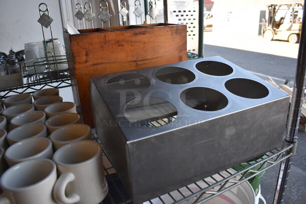 ALL ONE MONEY! Metro Lot of Various Items Including Ceramic Mugs, Silverware Holder, Gas Hose, Menu Covers and Metal Lids. Does Not Include Shelving Unit - Image 7 of 10