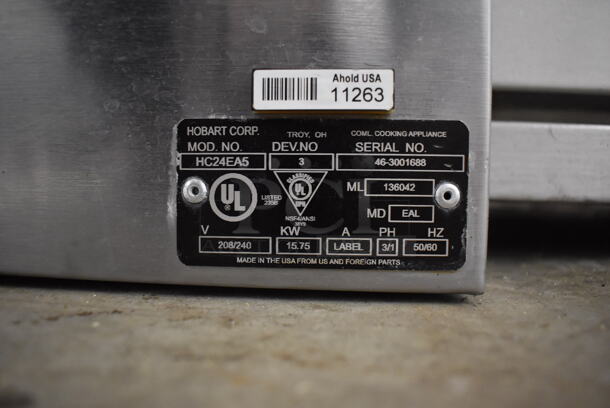 Hobart HC24EA5 Stainless Steel Commercial Electric Powered Single Compartment Steam Cabinet. 208/240 Volts, 3/1 Phase. 24x32x27 - Image 6 of 7