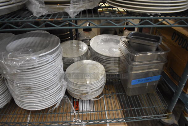 ALL ONE MONEY! Metro Lot of Various Items Including BRAND NEW IN BOX Glassware, Ceramic Dishes and Stock Pots. Does Not Include Shelving Unit - Image 9 of 10