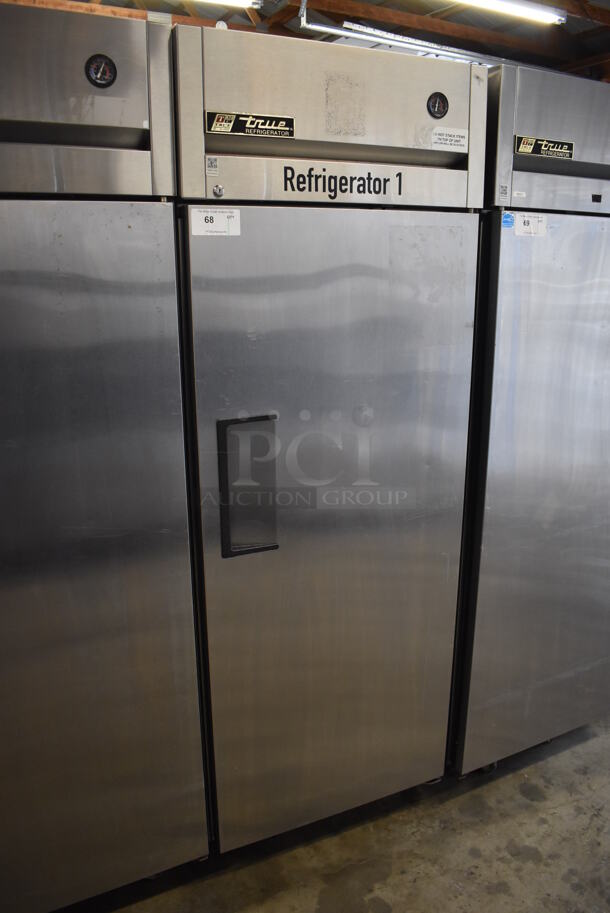 2010 True TG1R-1S ENERGY STAR Stainless Steel Commercial Single Door Reach In Cooler w/ Poly Coated Racks on Commercial Casters. 115 Volts, 1 Phase. 29x35x83. Tested and Working! - Image 3 of 6