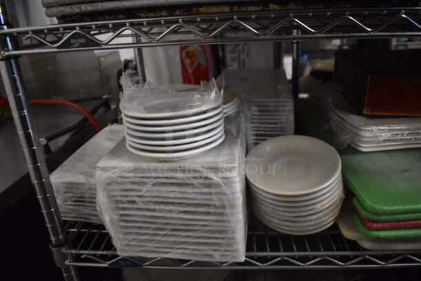 ALL ONE MONEY! Metro Lot of Various Items Including Metal Chafing Dish Frames, Ceramic Dishes, Metal Baking Pans, Koala Diaper Changing Station and Slicer. Does Not Include Shelving Unit - Image 5 of 12