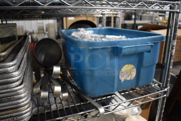 ALL ONE MONEY! Metro Lot of Various Items Including Metal Chafing Dish Frames, Ceramic Dishes, Metal Baking Pans, Koala Diaper Changing Station and Slicer. Does Not Include Shelving Unit - Image 8 of 12