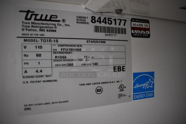 2015 True TG1R-1S ENERGY STAR Stainless Steel Commercial Single Door Reach In Cooler w/ Poly Coated Racks on Commercial Casters. 115 Volts, 1 Phase. 29x35x83. Tested and Working! - Image 6 of 6