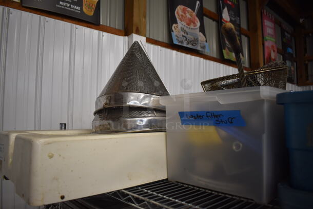ALL ONE MONEY! Metro Lot of Various Items Including Metal Chafing Dish Frames, Ceramic Dishes, Metal Baking Pans, Koala Diaper Changing Station and Slicer. Does Not Include Shelving Unit - Image 12 of 12