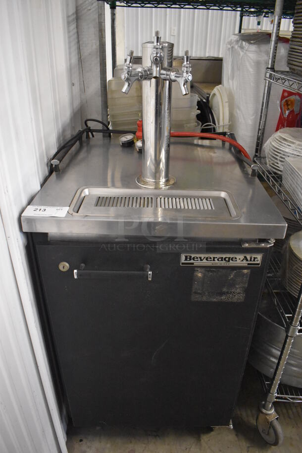 Beverage Air BM23 Stainless Steel Commercial Direct Draw Kegerator w/ Beer Tower and 2 Couplers on Commercial Casters. 115 Volts, 1 Phase. 24x27x53. Tested and Working!