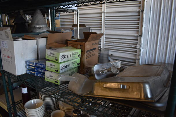 ALL ONE MONEY! Tier Lot of Various Items Including Gloves, Sandwich Frills, Urinal Cakes and Metal Lids - Image 1 of 6