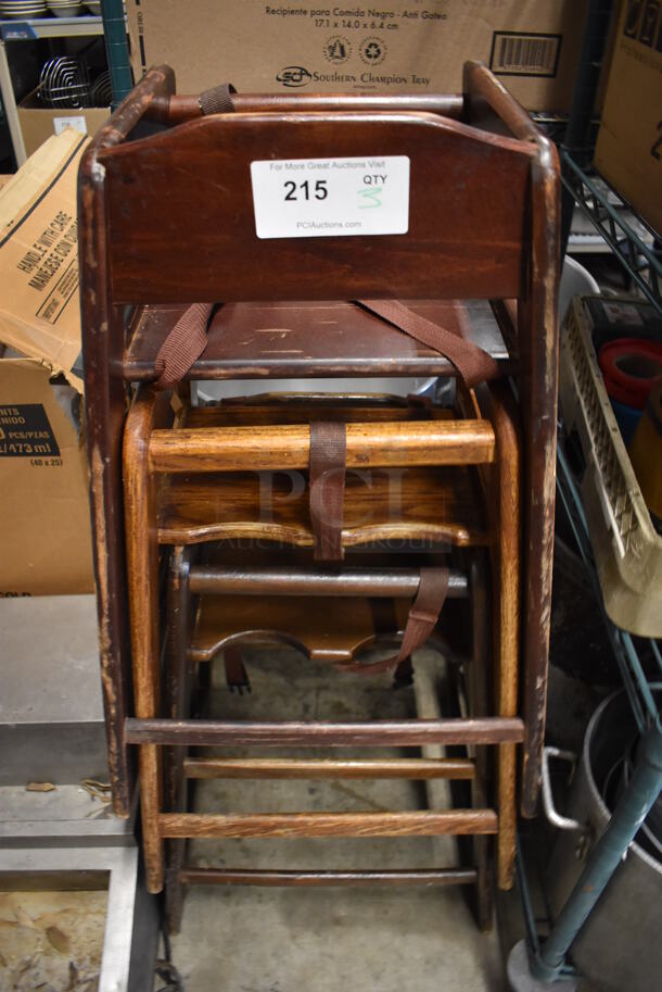 3 Wooden High Chairs. 20x20x29. 3 Times Your Bid! - Image 1 of 4