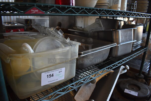 ALL ONE MONEY! Tier Lot of Various Items Including Stainless Steel Drop In Bins, Poly Lids and Poly Bin - Image 1 of 4