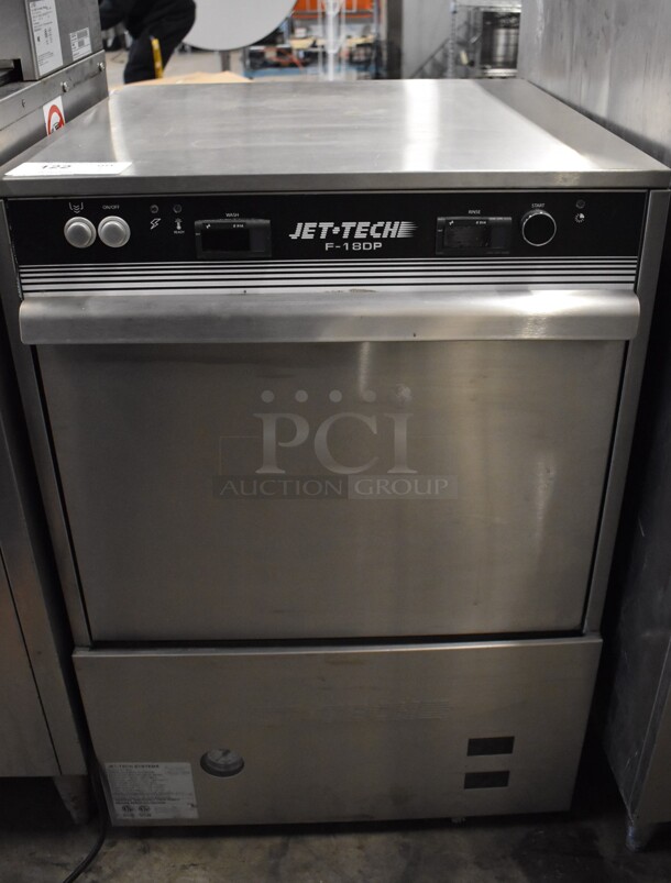 Jet Tech F-18DP Stainless Steel Commercial Undercounter Dishwasher. 220 Volts, 1 Phase. 24x25x35 - Image 1 of 7