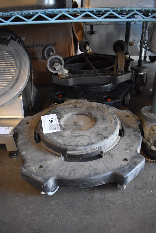 ALL ONE MONEY! Lot of 3 Poly Trash Can Dollies on Commercial Casters. 17x7x7 - Image 1 of 4