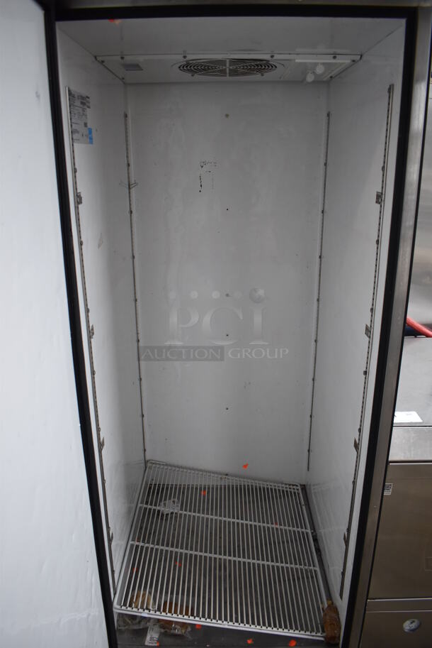 2012 True TG1R-1S ENERGY STAR Stainless Steel Commercial Single Door Reach In Cooler w/ Poly Coated Racks on Commercial Casters. 115 Volts, 1 Phase. 29x35x83. Tested and Working! - Image 5 of 6