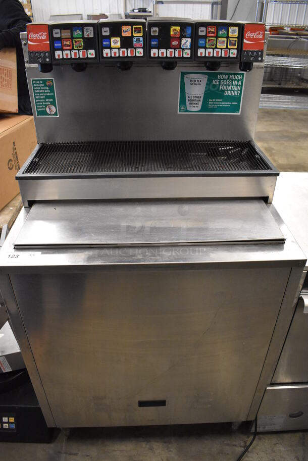 Lancer 23308 Stainless Steel Commercial 5 Head Carbonated Beverage Machine on Ice Bin. 30x25x56