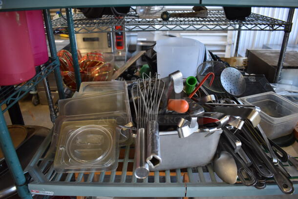 ALL ONE MONEY! Metro Lot of Various Items Including Framed Pictures, Utensils, Display Case, General Electric Microwave Oven. Does Not Include Shelving Unit - Image 5 of 11