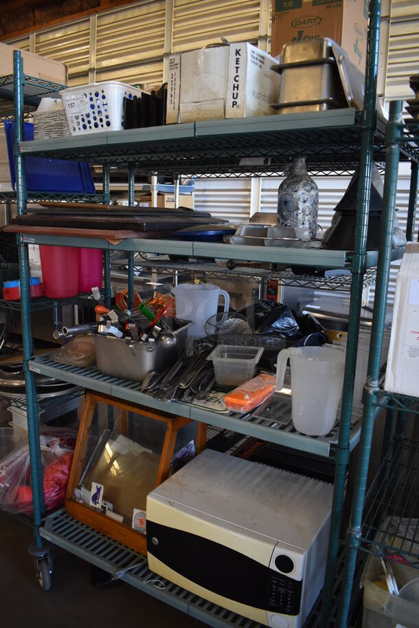 ALL ONE MONEY! Metro Lot of Various Items Including Framed Pictures, Utensils, Display Case, General Electric Microwave Oven. Does Not Include Shelving Unit - Image 9 of 11