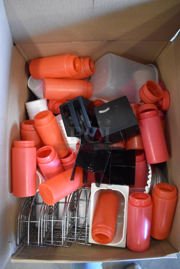 ALL ONE MONEY! Metro Lot of Various Items Including Poly Bins, Decorations, Poly Food Baskets, Choice Napkins, Poly Condiment Bottles. Does Not Include Shelving Unit - Image 3 of 10