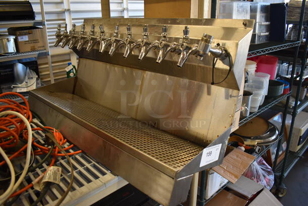 Stainless Steel Commercial 11 Head Beer Tower w/ Drip Tray. 36x9.5x21 - Image 1 of 6