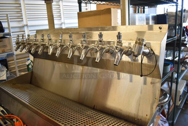 Stainless Steel Commercial 11 Head Beer Tower w/ Drip Tray. 36x9.5x21 - Image 2 of 6