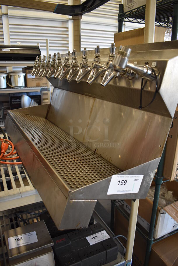 Stainless Steel Commercial 11 Head Beer Tower w/ Drip Tray. 36x9.5x21 - Image 4 of 6