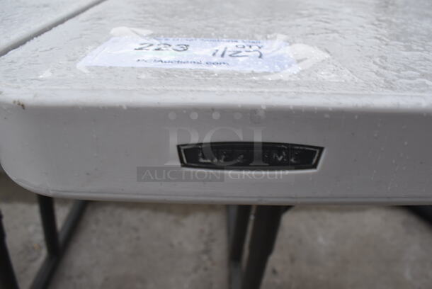 Lifetime Gray Poly Picnic Table w/ 2 Benches on Metal Frame. 72x57x29.5 - Image 4 of 4