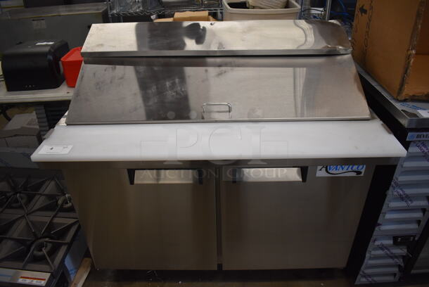 BRAND NEW SCRATCH AND DENT! Avantco 178APT-48M-HC Stainless Steel Commercial Sandwich Salad Prep Table Bain Marie Mega Top on Commercial Casters. 115 Volts, 1 Phase. 47x35x44. Tested and Working!