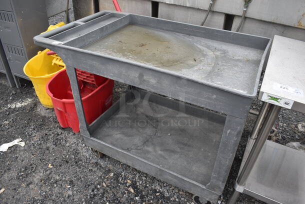 Gray Poly 2 Tier Cart on Commercial Casters. 45x26x33 - Image 2 of 4