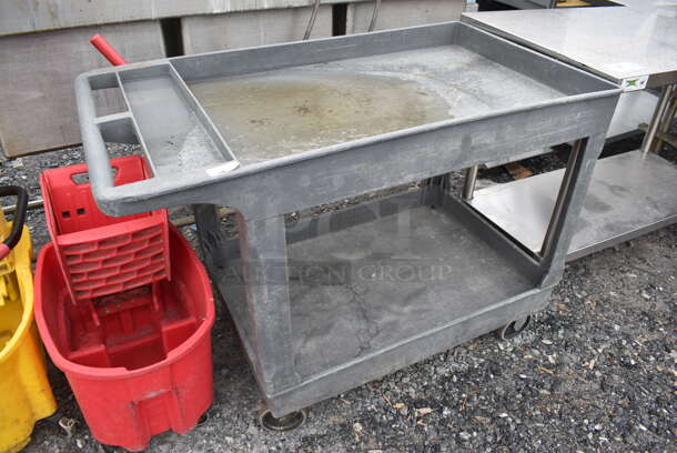Gray Poly 2 Tier Cart on Commercial Casters. 45x26x33 - Image 3 of 4