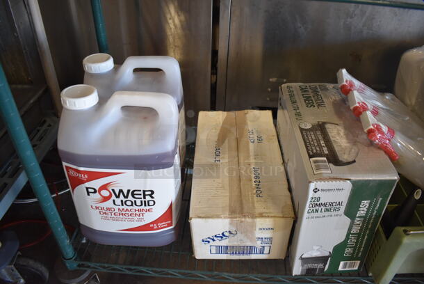 ALL ONE MONEY! Metro Lot of Various Items Including Various Ceramic Dishes, Poly Bottles, To Go Containers, Liquid Machine Detergent Jugs. Does Not Include Shelving Unit - Image 5 of 6
