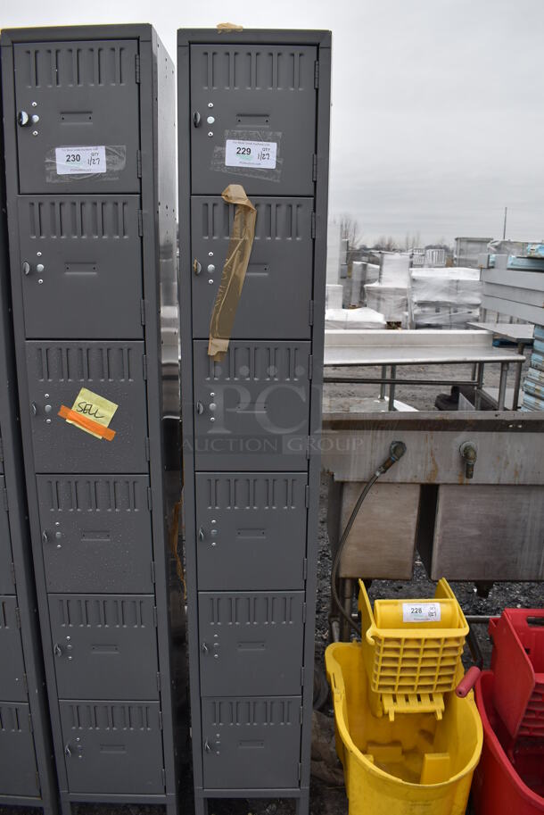 Gray Metal 6 Cubby Locker. 12x12x78