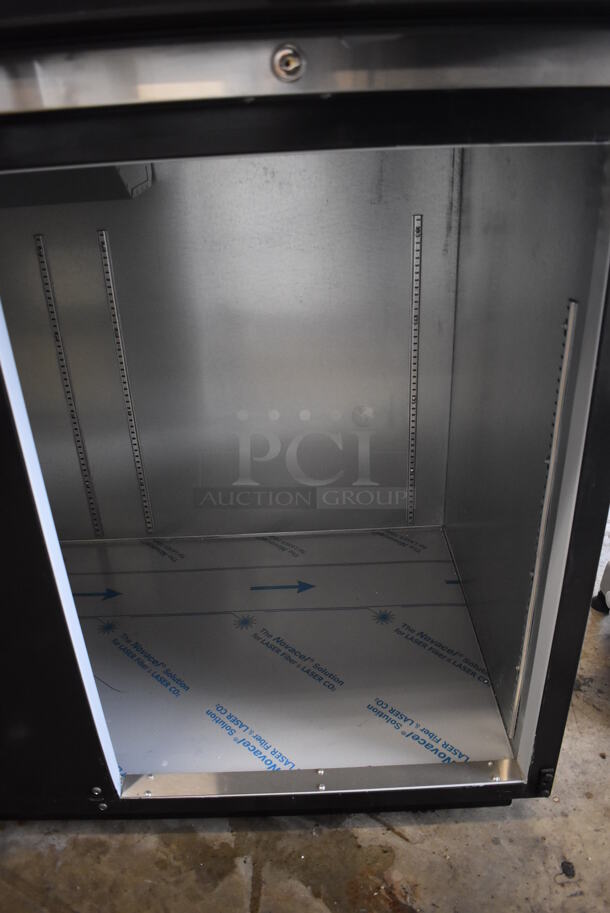 BRAND NEW SCRATCH AND DENT! Beverage Air BB94HC-1-G-B Stainless Steel Commercial 3 Door Back Bar Cooler Merchandiser. One Door Is Not Attached Due To Broken Hinges. 115 Volts, 1 Phase. 95.5x28.5x37.5. Tested and Working! - Image 3 of 12