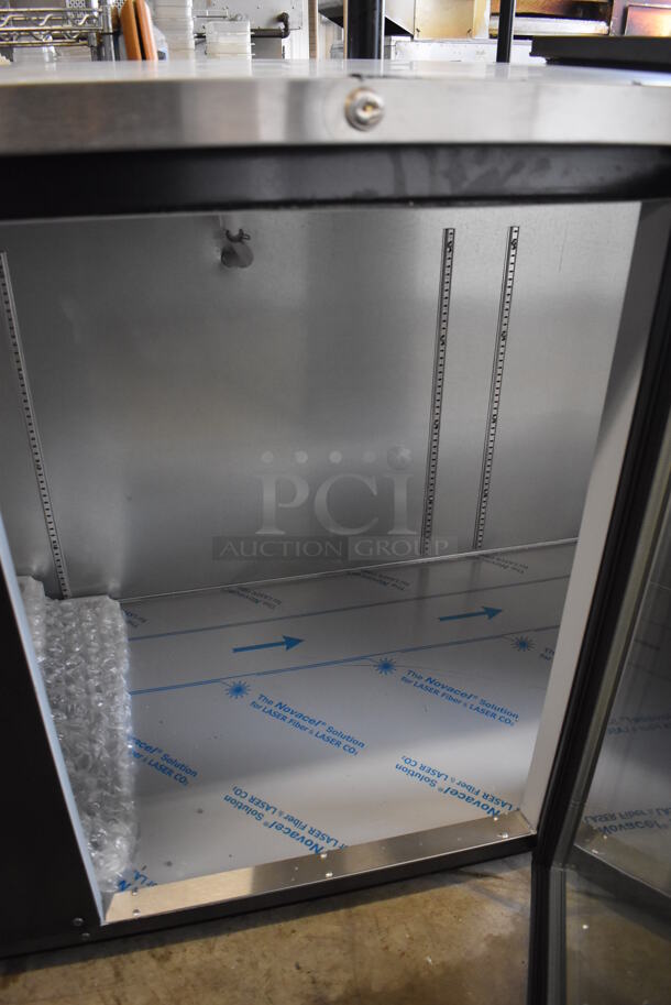 BRAND NEW SCRATCH AND DENT! Beverage Air BB94HC-1-G-B Stainless Steel Commercial 3 Door Back Bar Cooler Merchandiser. One Door Is Not Attached Due To Broken Hinges. 115 Volts, 1 Phase. 95.5x28.5x37.5. Tested and Working! - Image 4 of 12